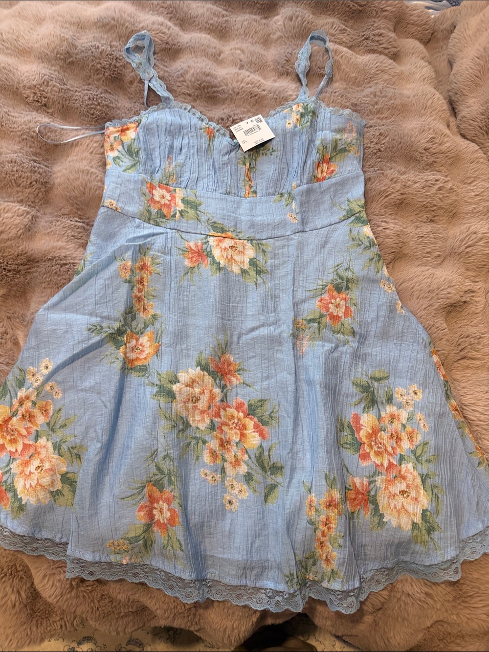 American Eagle Outfitters Sky Blue Floral Mini Sundress